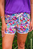Fiesta Time Floral Everyday Shorts White - Jess Lea Boutique
