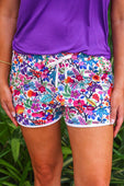 Fiesta Time Floral Everyday Shorts White - Jess Lea Boutique