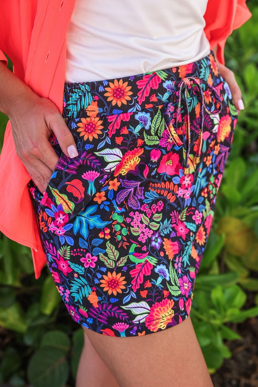 Fiesta Time Floral Skort- Black - Jess Lea Boutique