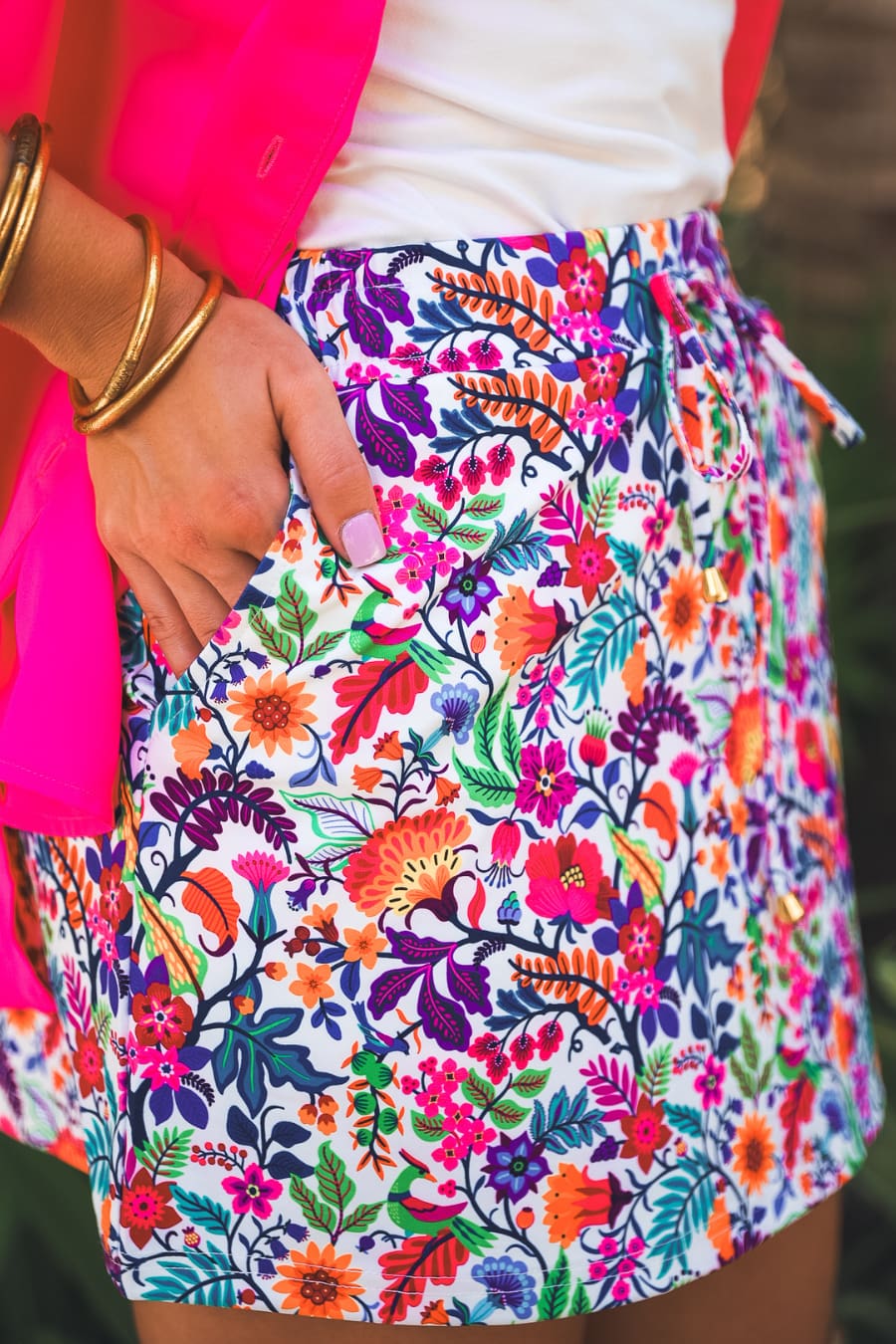 Fiesta Time Floral Skort- White - Jess Lea Boutique