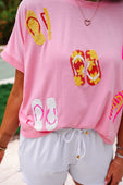 Flip Flop Fun Sequin Patch Top - Jess Lea Boutique