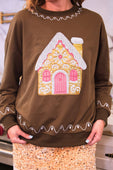 Foil Gingerbread House Pullover - Jess Lea Boutique
