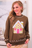 Foil Gingerbread House Pullover - Jess Lea Boutique