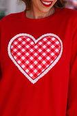 Gingham Heart Luxe Pullover - Jess Lea Boutique
