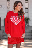 Gingham Heart Luxe Pullover - Jess Lea Boutique