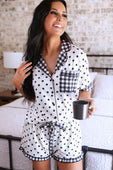 Gingham Polka Dot Ruffle Pajama Set - Jess Lea Boutique