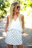PREORDER-Grey Area Checkered Skort - Jess Lea Boutique