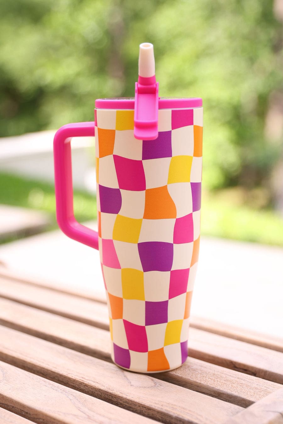 Groovy Checkered Sleek Tumbler - Jess Lea Boutique
