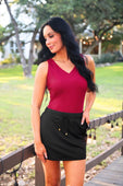 Haven V-Neck Bodysuit- Burgundy - Jess Lea Boutique