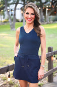 Haven V-Neck Bodysuit- Navy - Jess Lea Boutique