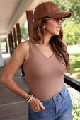Haven V-Neck Bodysuit- Tan - Jess Lea Boutique
