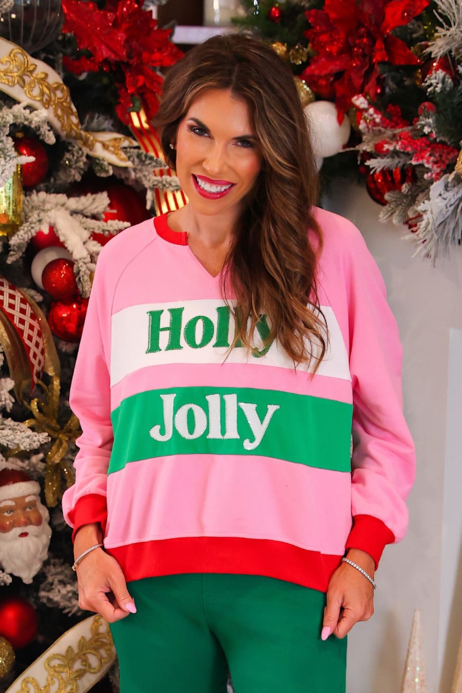 Holly Jolly Color Block Pullover - Jess Lea Boutique
