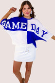 Huddle Up Color Block Top- Blue - Jess Lea Boutique