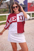 Huddle Up Color Block Top- Maroon - Jess Lea Boutique