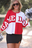 Huddle Up Color Block Top- Red - Jess Lea Boutique