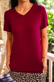 Jess Lea Basic Tee- Burgundy - Jess Lea Boutique