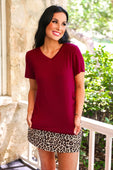 Jess Lea Basic Tee- Burgundy - Jess Lea Boutique