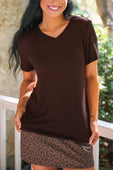 Jess Lea Basic Tee- Chocolate - Jess Lea Boutique