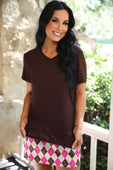 Jess Lea Basic Tee- Chocolate - Jess Lea Boutique