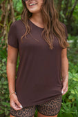 Jess Lea Basic Tee- Chocolate - Jess Lea Boutique