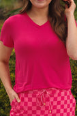 Jess Lea Basic Tee- Hot Pink - Jess Lea Boutique