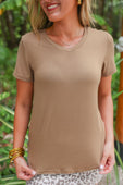 Jess Lea Basic Tee- Mocha - Jess Lea Boutique