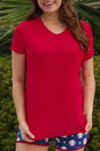 Jess Lea Basic Tee- Red - Jess Lea Boutique