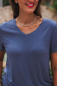 Jess Lea Basic Tee- Steel Blue - Jess Lea Boutique