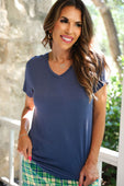 Jess Lea Basic Tee- Steel Blue - Jess Lea Boutique