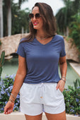 Jess Lea Basic Tee- Steel Blue - Jess Lea Boutique