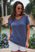 Jess Lea Basic Tee- Steel Blue - Jess Lea Boutique