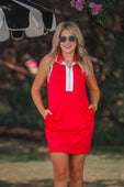 Everyday Zipper Dress, Solid Red - Jess Lea Boutique