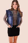 Jordan Ruffle Denim Vest- Dark Denim - Jess Lea Boutique