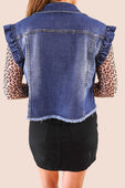 Jordan Ruffle Denim Vest- Dark Denim - Jess Lea Boutique