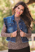 Jordan Ruffle Denim Vest- Dark Denim - Jess Lea Boutique