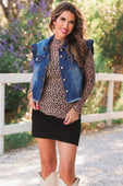 Jordan Ruffle Denim Vest- Dark Denim - Jess Lea Boutique