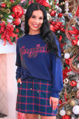 Joyful Plaid Patch Luxe Pullover - Jess Lea Boutique
