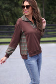 PREORDER- Juniper Plaid Pullover- Chocolate - Jess Lea Boutique