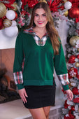 Juniper Plaid Pullover- Green - Jess Lea Boutique