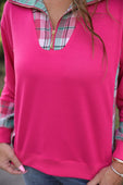PREORDER- Juniper Plaid Pullover- Pink - Jess Lea Boutique