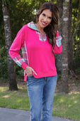 PREORDER- Juniper Plaid Pullover- Pink - Jess Lea Boutique