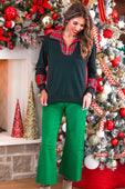 Juniper Pullover- Black/Red Plaid - Jess Lea Boutique