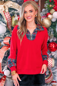 Juniper Pullover- Red/Black Plaid - Jess Lea Boutique
