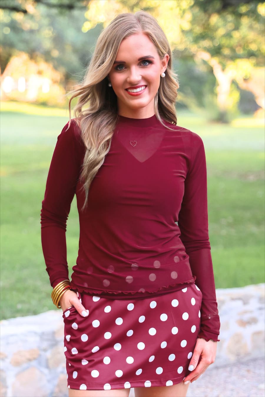 Kate Mesh Top- Burgundy - Jess Lea Boutique