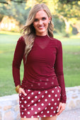 Kate Mesh Top- Burgundy - Jess Lea Boutique