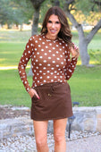 Kate Mesh Top- Chocolate Polka Dot - Jess Lea Boutique