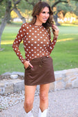 Kate Mesh Top- Chocolate Polka Dot - Jess Lea Boutique