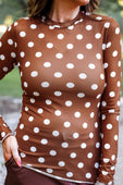 Kate Mesh Top- Chocolate Polka Dot - Jess Lea Boutique
