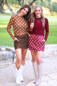Kate Mesh Top- Chocolate Polka Dot - Jess Lea Boutique