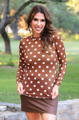 Kate Mesh Top- Chocolate Polka Dot - Jess Lea Boutique